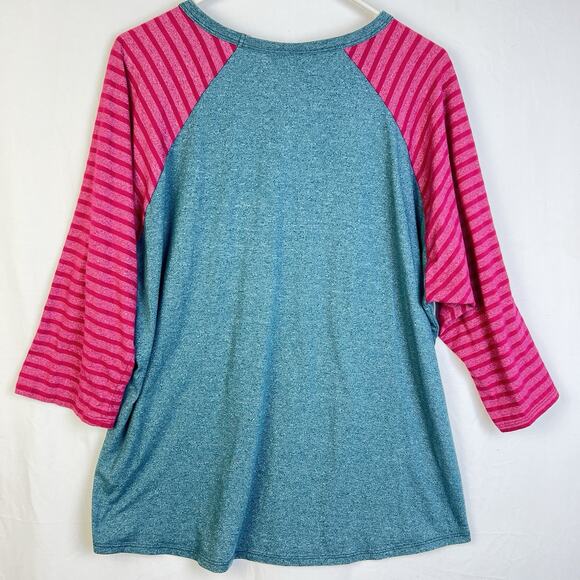 LulaRoe Randy Baseball Shirt Women 3XL Heather and Pink 3/4 Sleeves Comfort - Picture 2 of 7